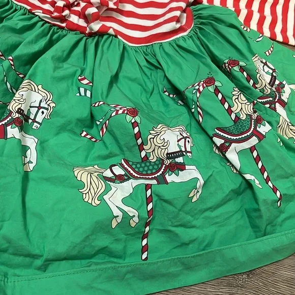 Eleanor Rose Horses Christmas Dress Carousel - Picture 2 of 4